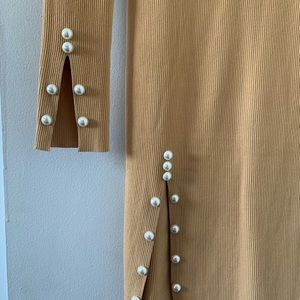 Midi Dress with Pearl Details